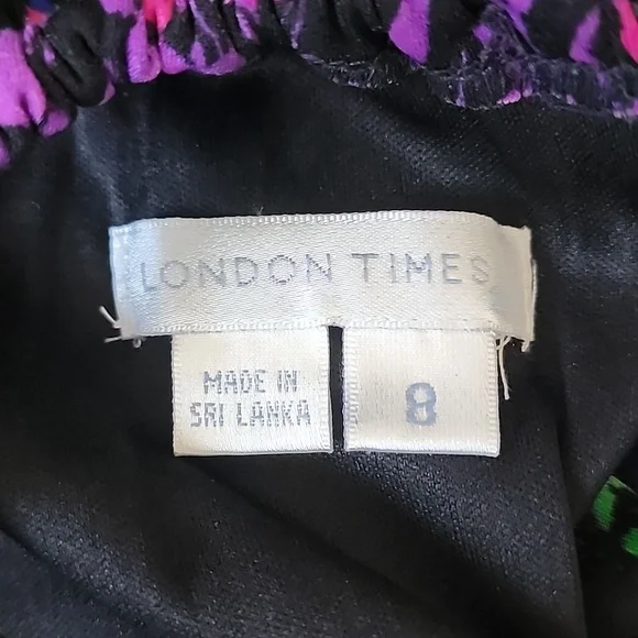 London Times sleeveless colorful floral dress-8 - Picture 4 of 6